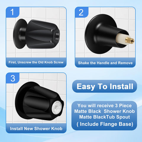 UCDEDT cold shower knob in matte black for smooth operation.