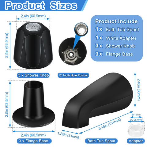 UCDEDT hot shower knob in matte black for precise control.