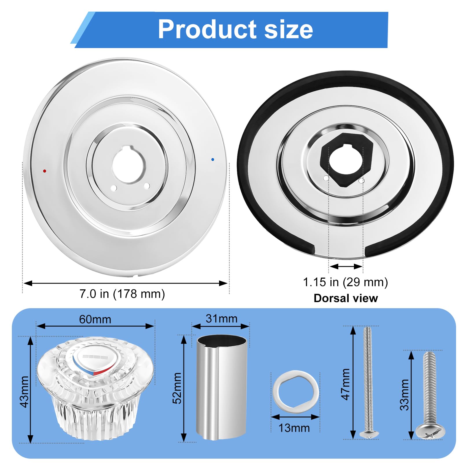 UCDEDT shower knob replacement with acrylic handle for smooth operation
