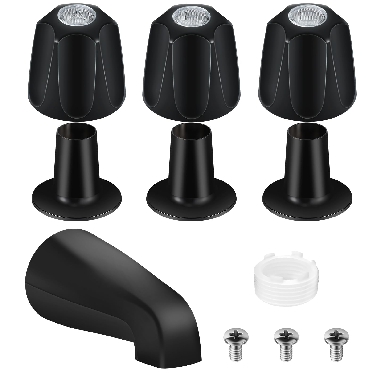 UCDEDT tub spout with adapter in matte black for versatile threading.