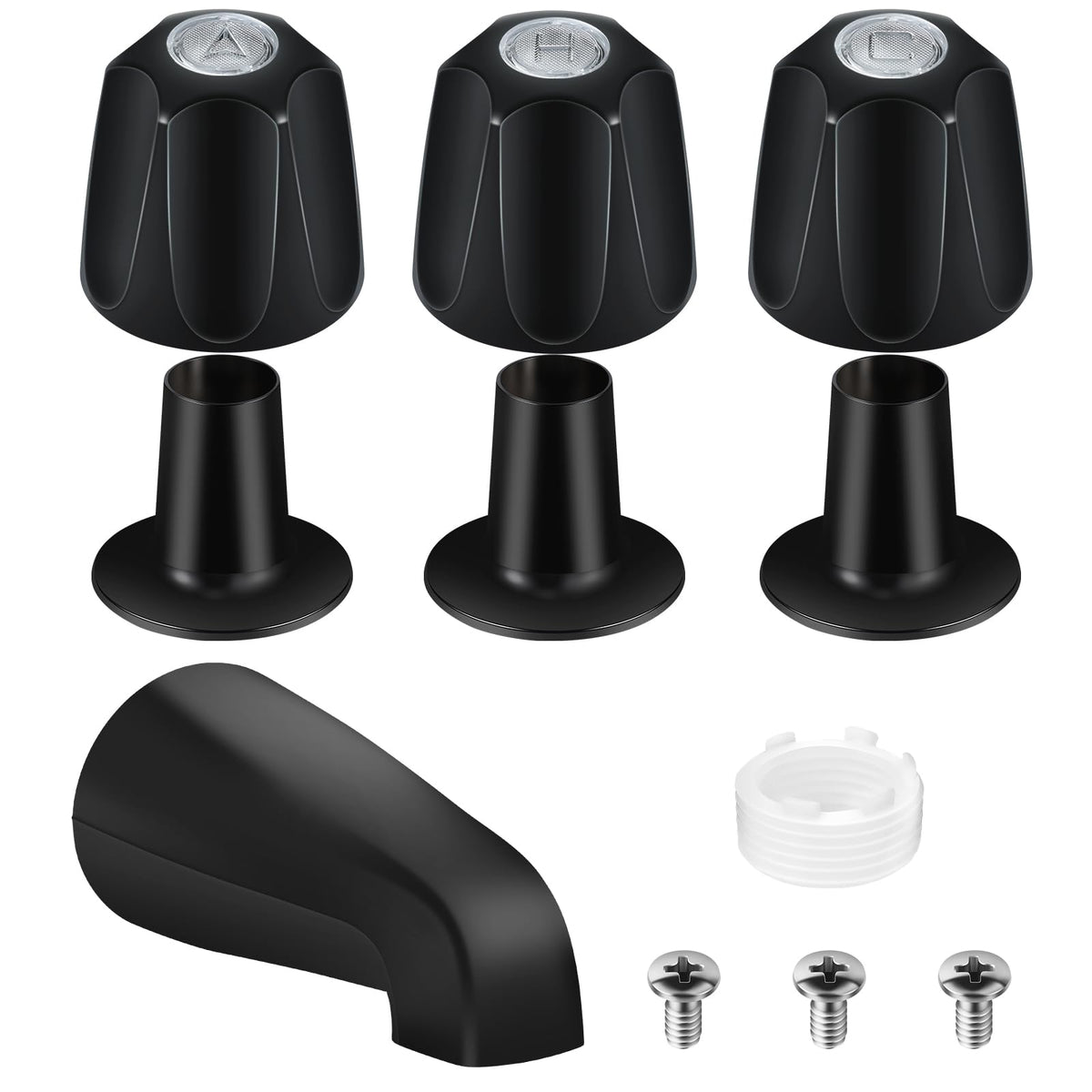 UCDEDT tub spout with adapter in matte black for versatile threading.