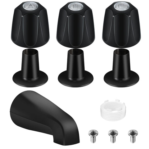 UCDEDT tub spout with adapter in matte black for versatile threading.