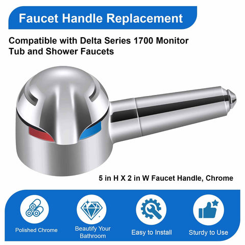 Durable metal and plastic construction of UCDEDT 10424 chrome lever handle.