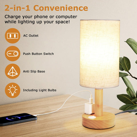 UCHENTON lamp with built in outlet keeps devices charged conveniently