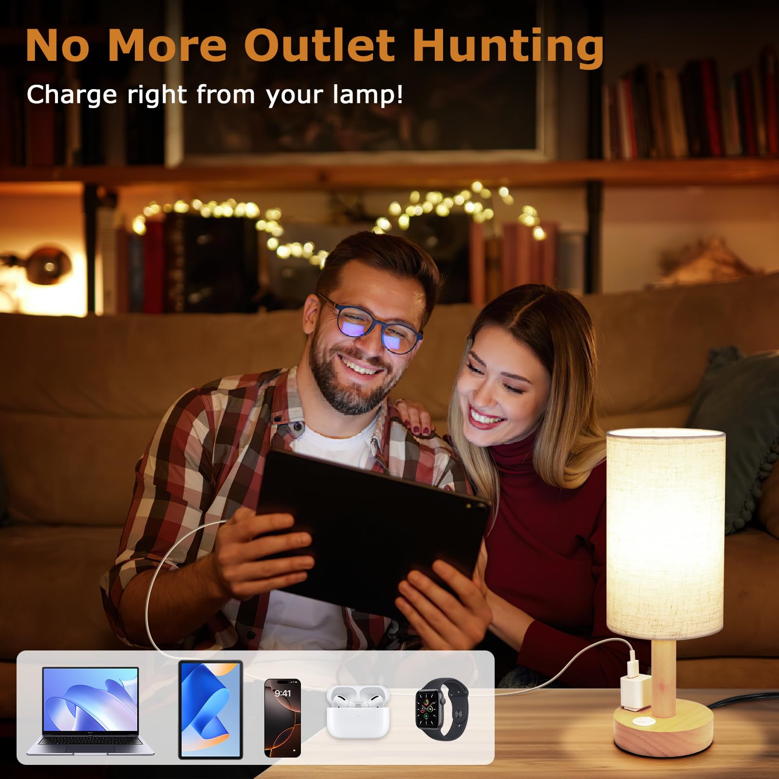 UCHENTON bedside table lamp emits warm 2700K light for relaxed evenings