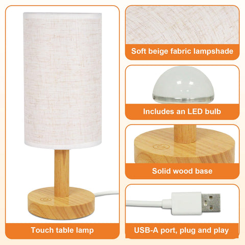 UCHENTON Small Touch Table Lamp 5W LED bulb delivers warm 2700K glow.