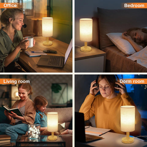 UCHENTON Small Touch Table Lamp on nightstand creates inviting bedtime ambiance.