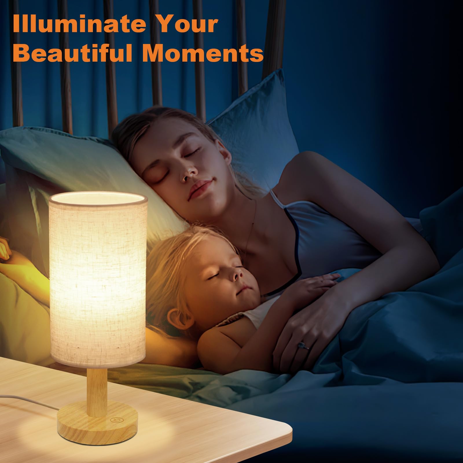 UCHENTON Small Touch Table Lamp touch control offers quick on/off and brightness memory.