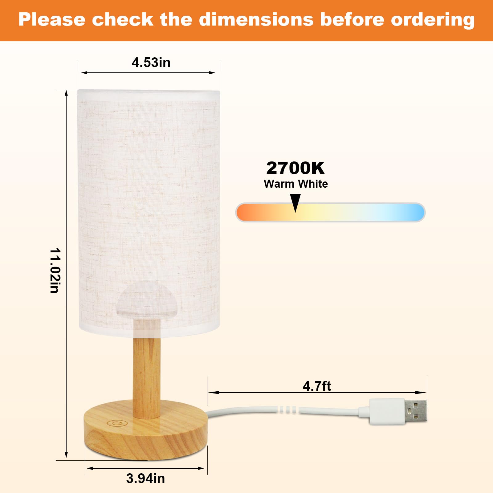 UCHENTON Small Touch Table Lamp USB port enables continuous lighting from a powered outlet.