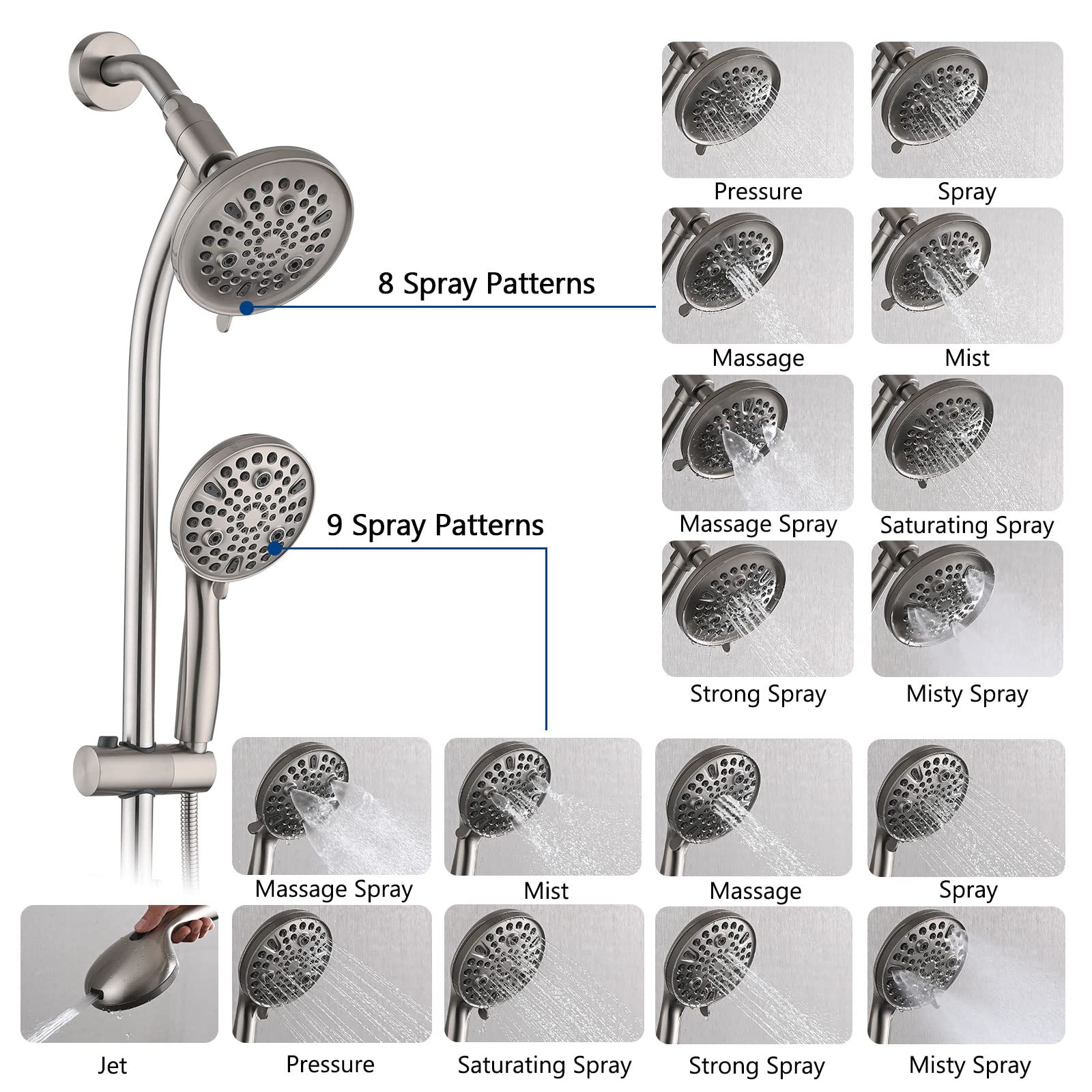 Anti-clog nozzles keep spray clear and easy to wipe clean