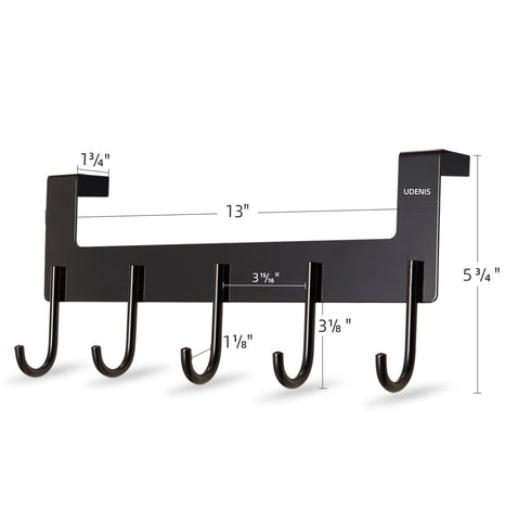 UDENIS aluminum over-the-door-hanger side view, heavy-duty storage for bags and robes.