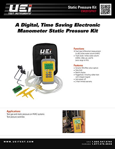 UEi EM201SPKIT display highlighting MIN/MAX and backlight for easy visibility in low light