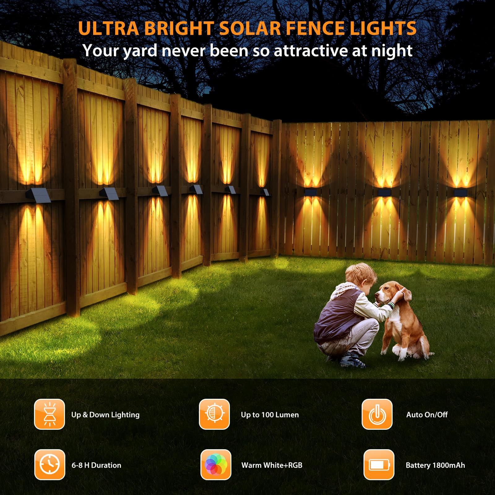 UGDLUCK IP54 waterproof fence light withstands rain and snow