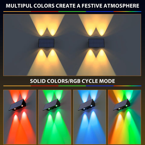 UGDLUCK solar fence light RGB mode boosts courtyard color and mood
