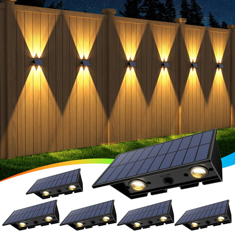 UGDLUCK solar fence light warm white glow for cozy patio ambiance