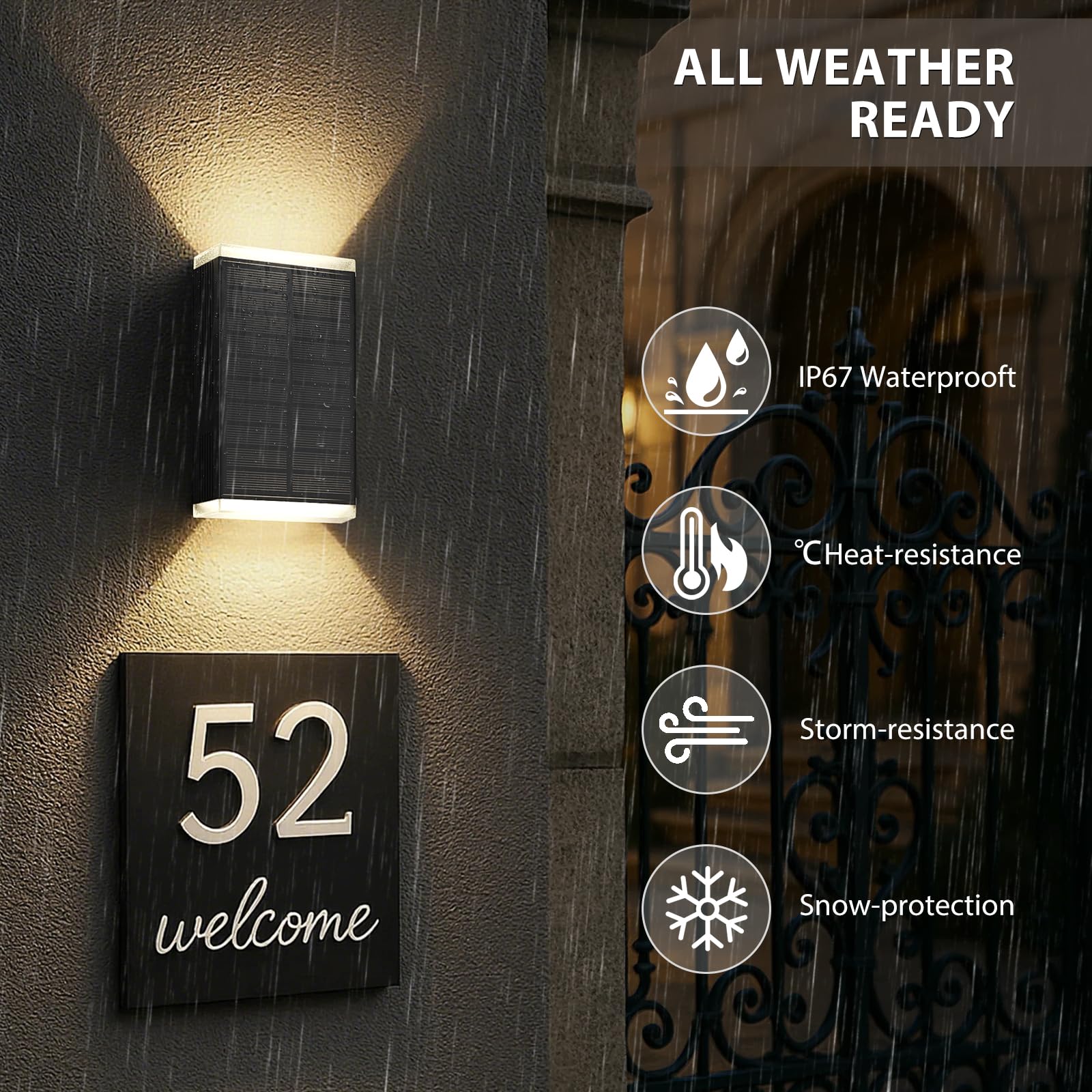UGDLUCK solar wall light easy-install with included screws