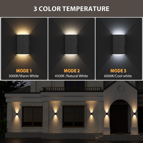 UGDLUCK solar wall light warm neutral cool temperatures for ambiance
