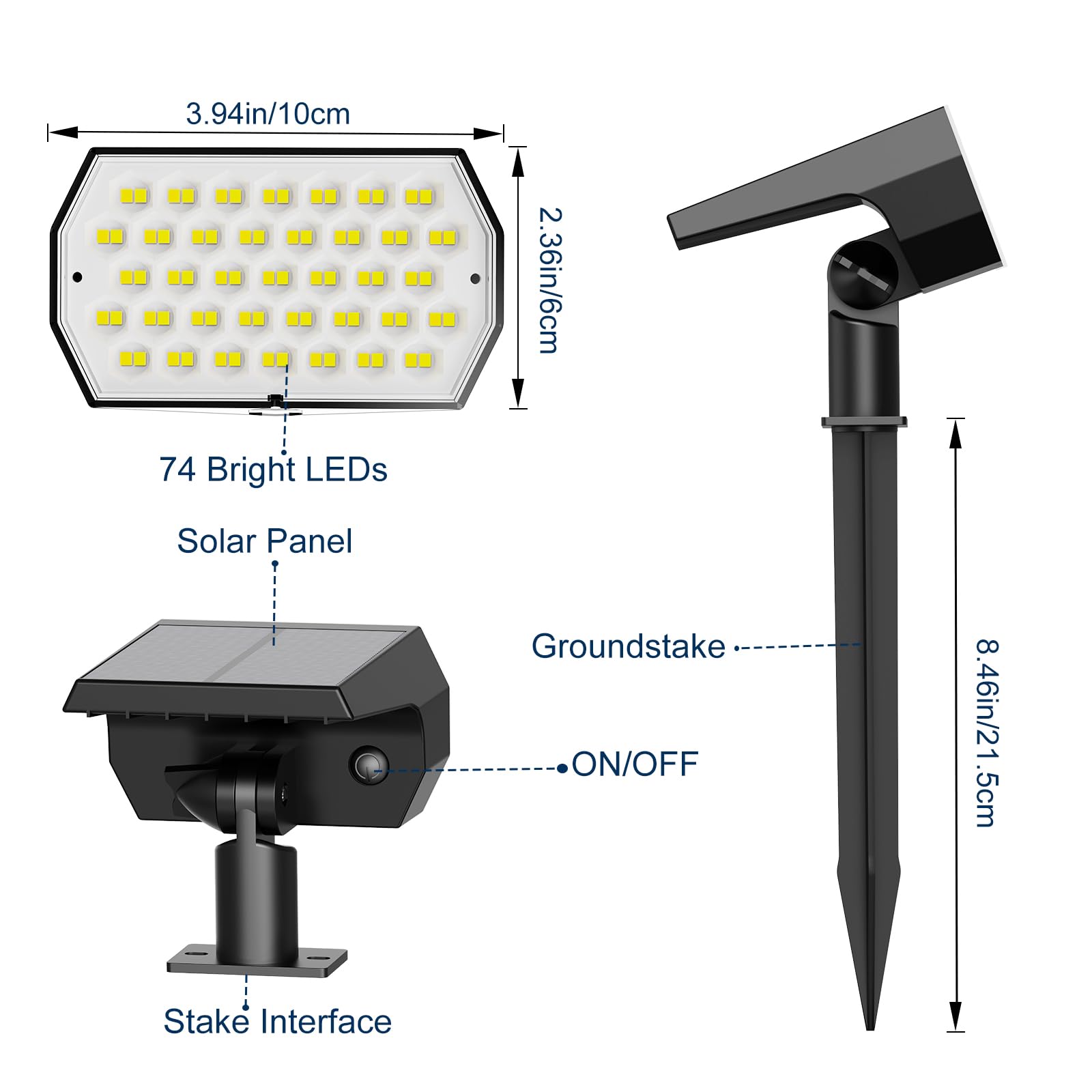 Ugecl IP65 durable ABS housing withstands rain and wind for year-round use.