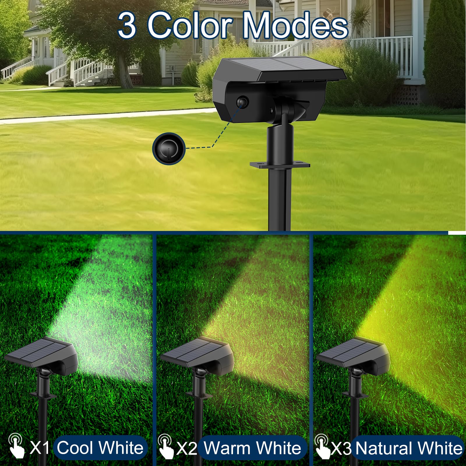 Ugecl solar spot lights mounted on a wall create sleek exterior lighting.