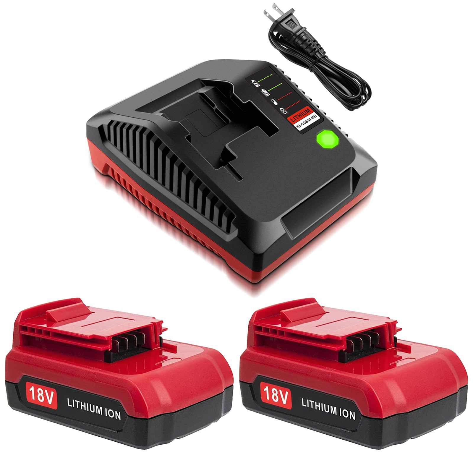 UGLOEY 18V PC18BLX battery front view powering cordless tools