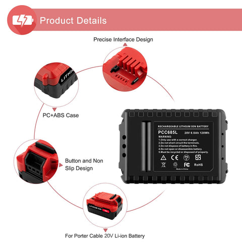 UGLOEY 2-pack battery set supports quick charging with fade-free power.