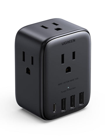 UGREEN multi-plug outlet with 8 ports enables dorm-friendly clutter-free power.