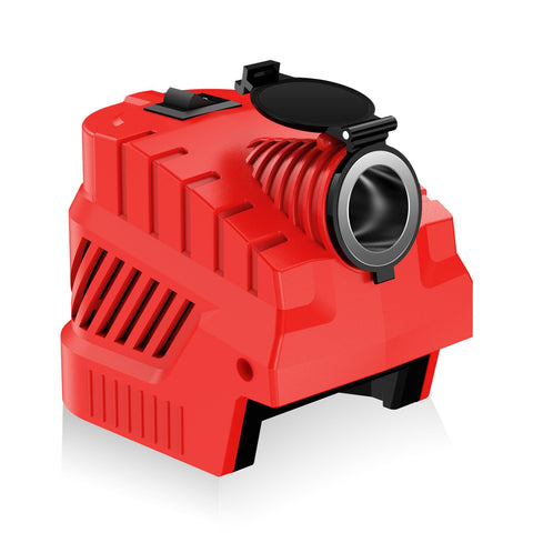 UGTXKJ step-down converter connected to Milwaukee M18 battery delivering portable 12V power on the go.
