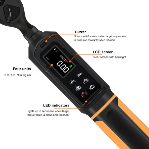 Uharbour torque wrench in peak mode alerts when target torque is reached.