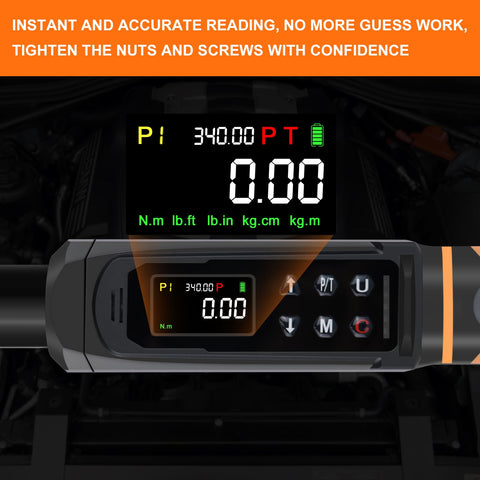 Uharbour digital torque wrench track mode shows real-time torque.