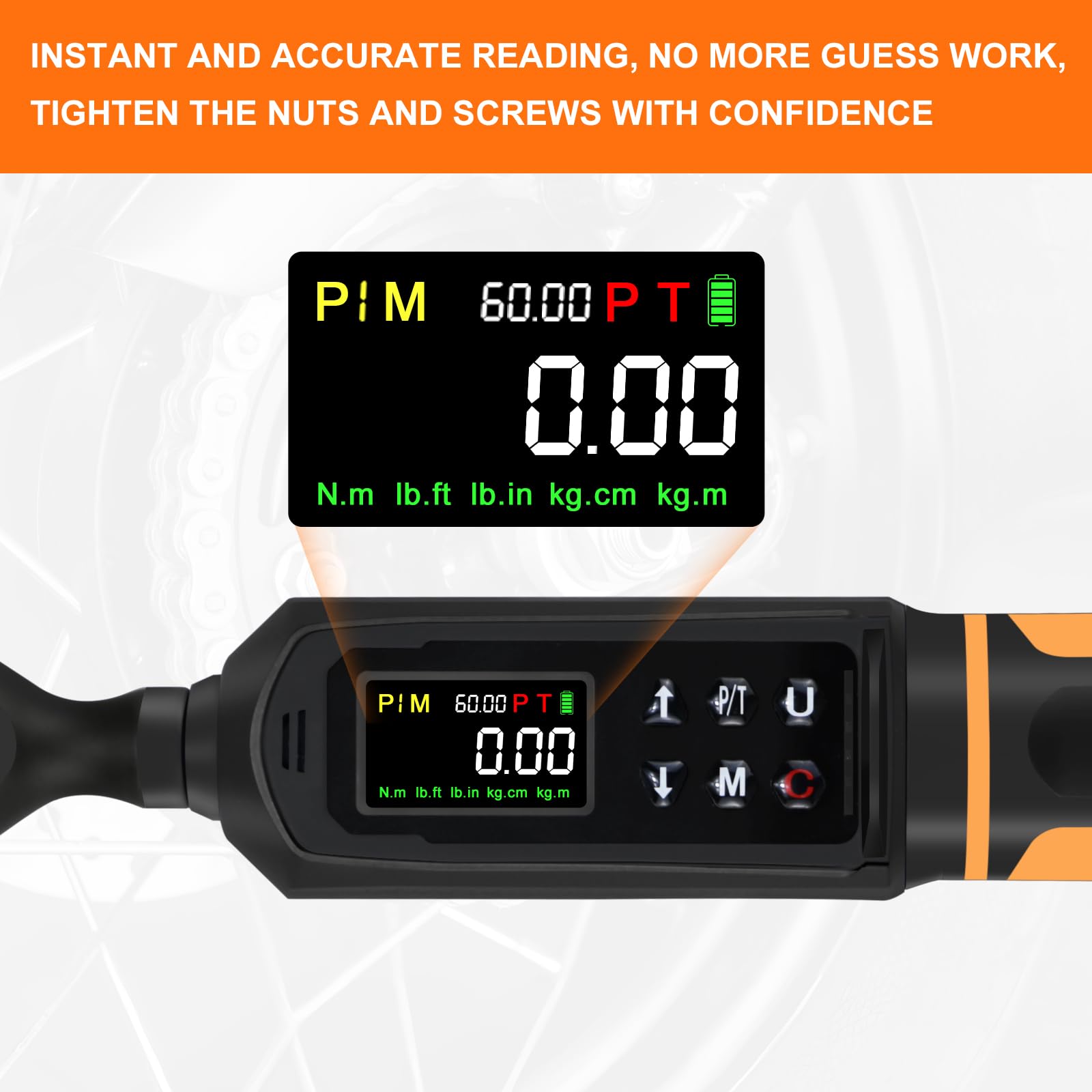 Uharbour torque wrench in track mode displays real-time torque values.