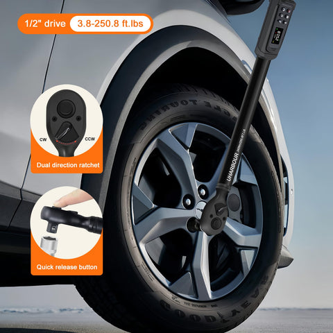 Uharbour digital torque wrench four-unit display supports multiple units.