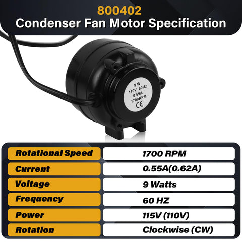 Closeup of UHEGDRR SP-B9HS16 condenser fan motor showing durable components.
