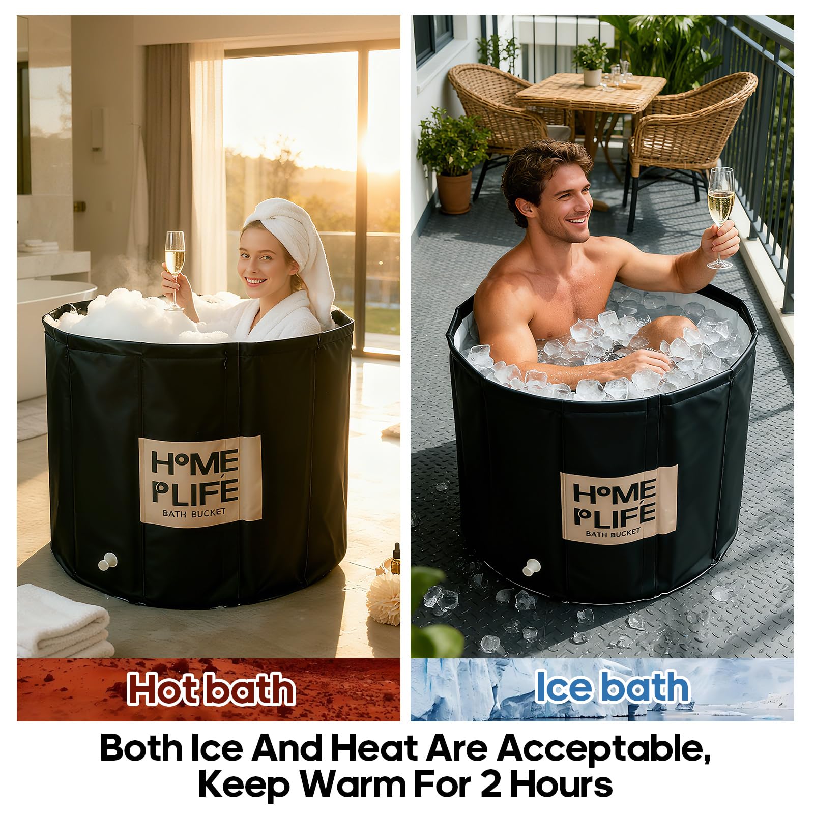 UINERAGI ice bath and hot bath setup for year-round use.