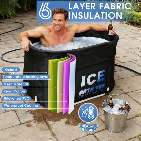 Uineragi oval ice bath tub assembly shows quick 5-minute setup for easy home use.