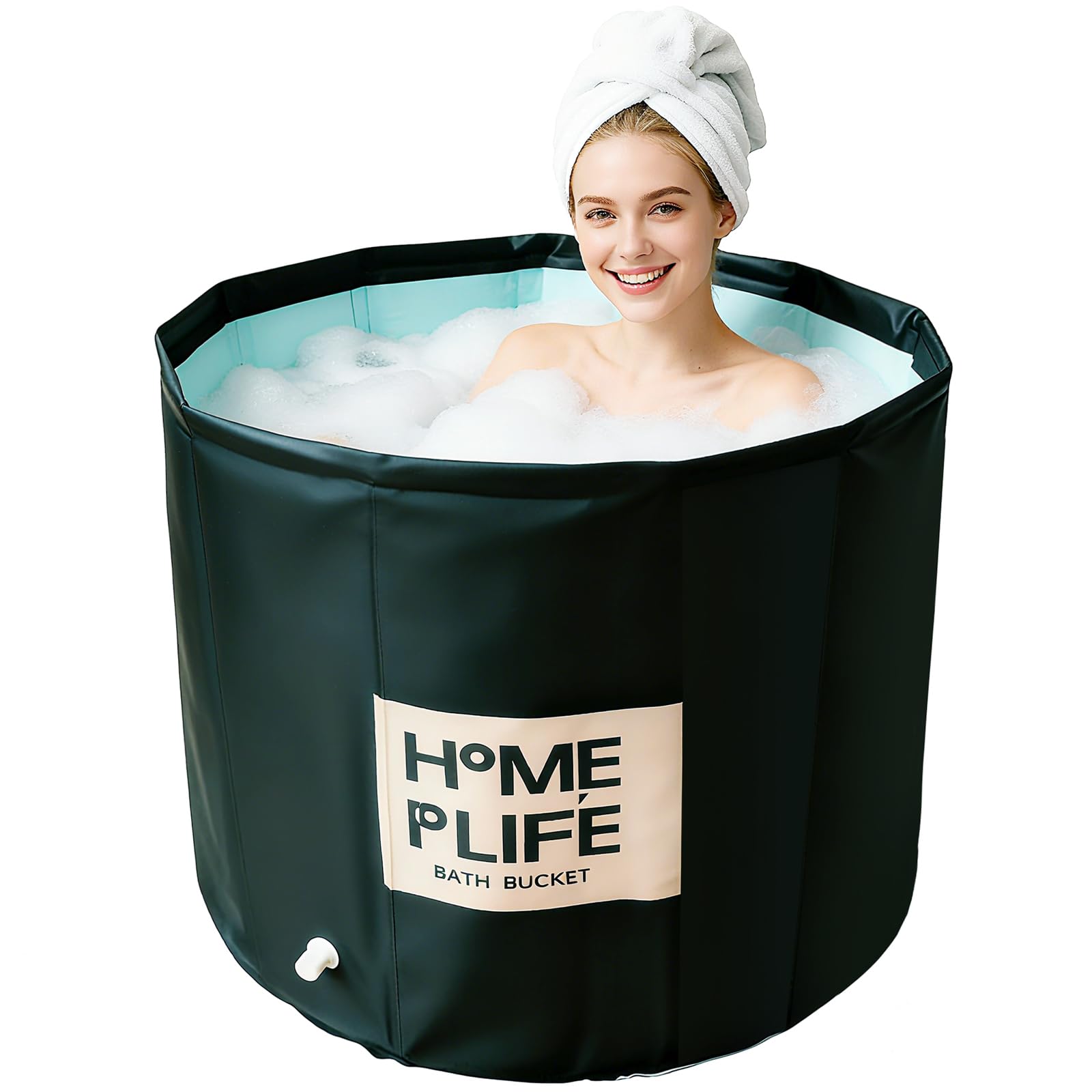 UINERAGI portable bath tub folded for compact storage and transport.