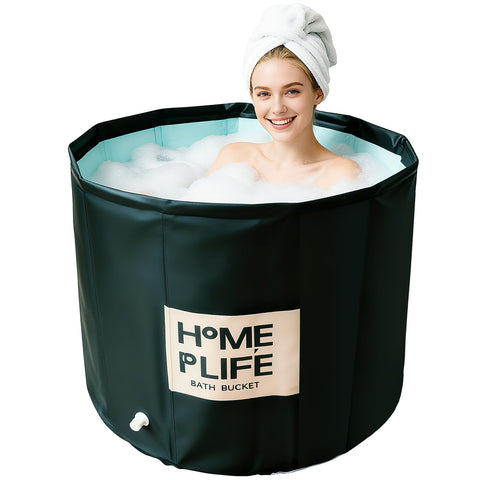 UINERAGI portable bath tub folded for compact storage and transport.