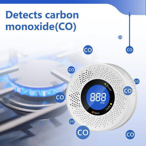 Uingarm battery-powered CO detector with wireless installation flexibility.