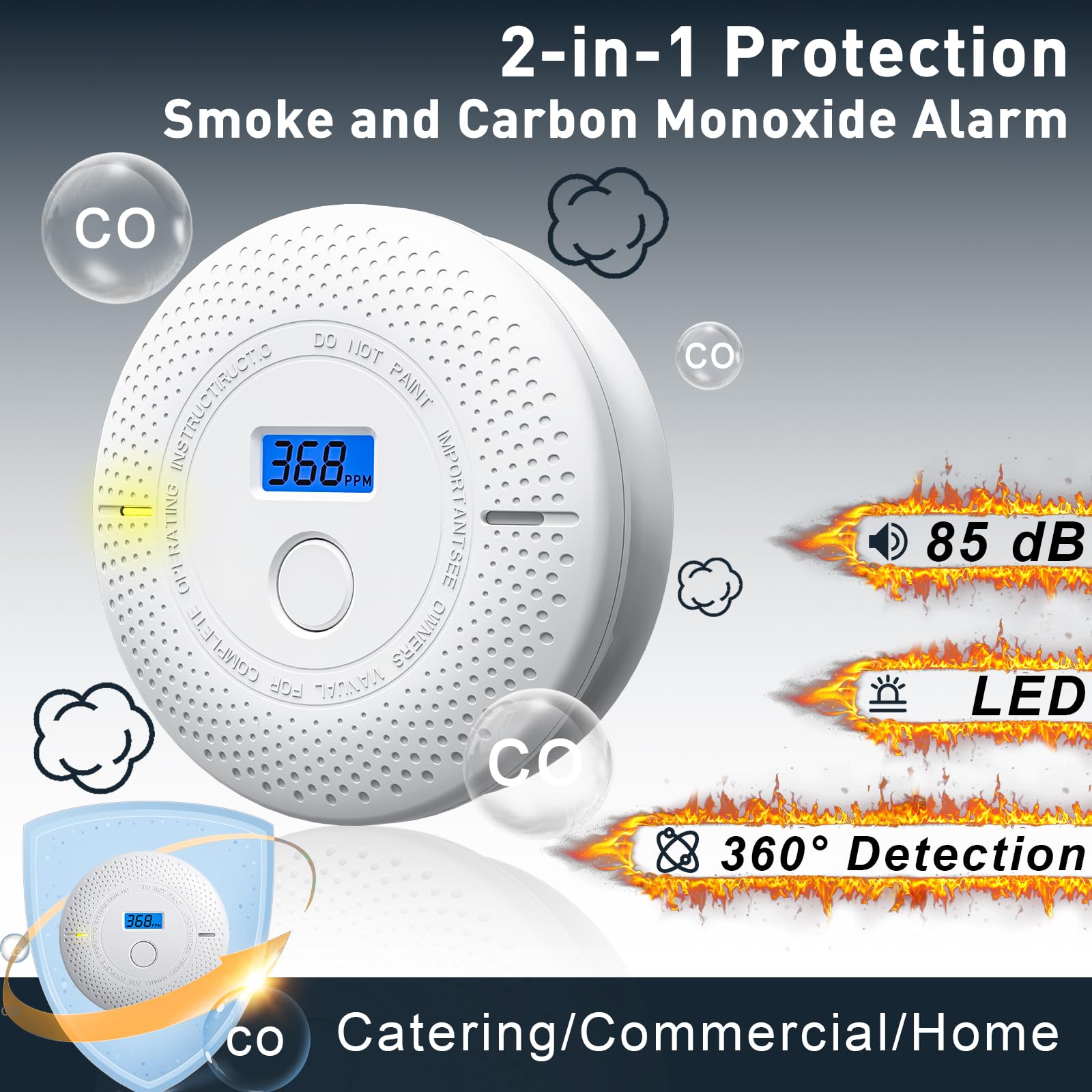 Uingarm LED warning indicators display CO levels at a glance.