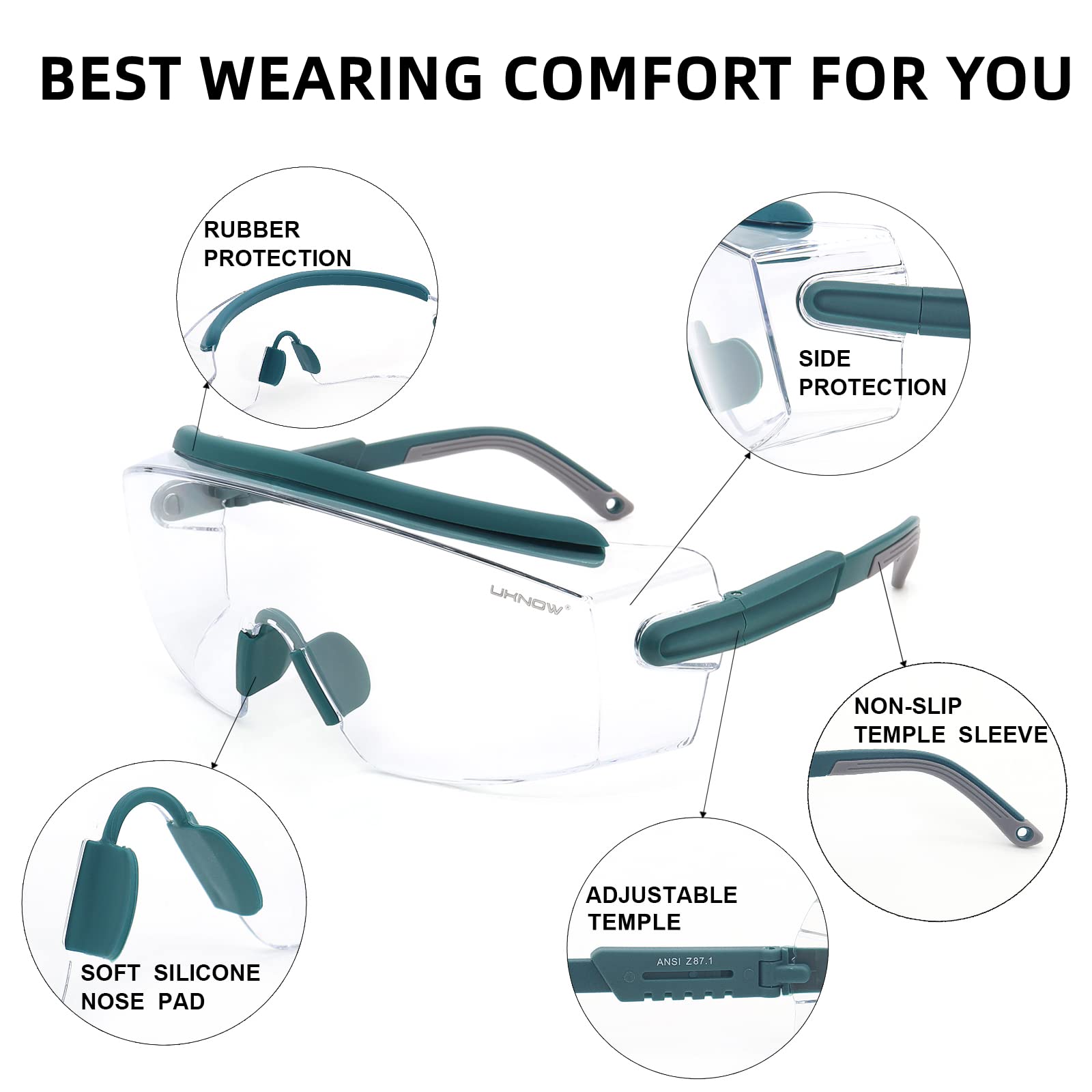 UKNOW ANSI Z87.1 certification signals reliable eye protection for demanding environments.