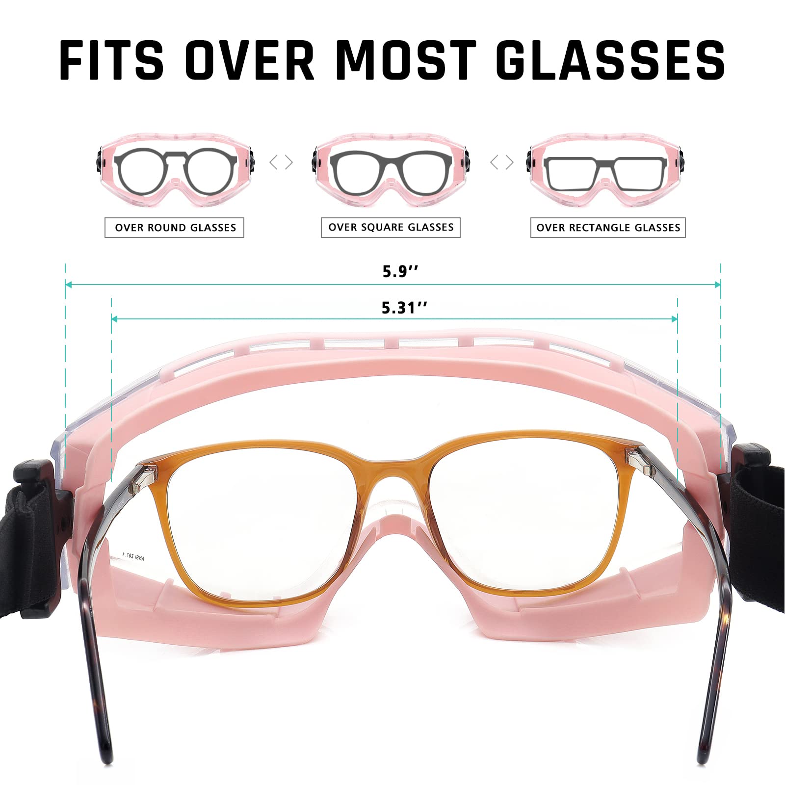 UKNOW safety goggles with adjustable strap for a comfortable fit