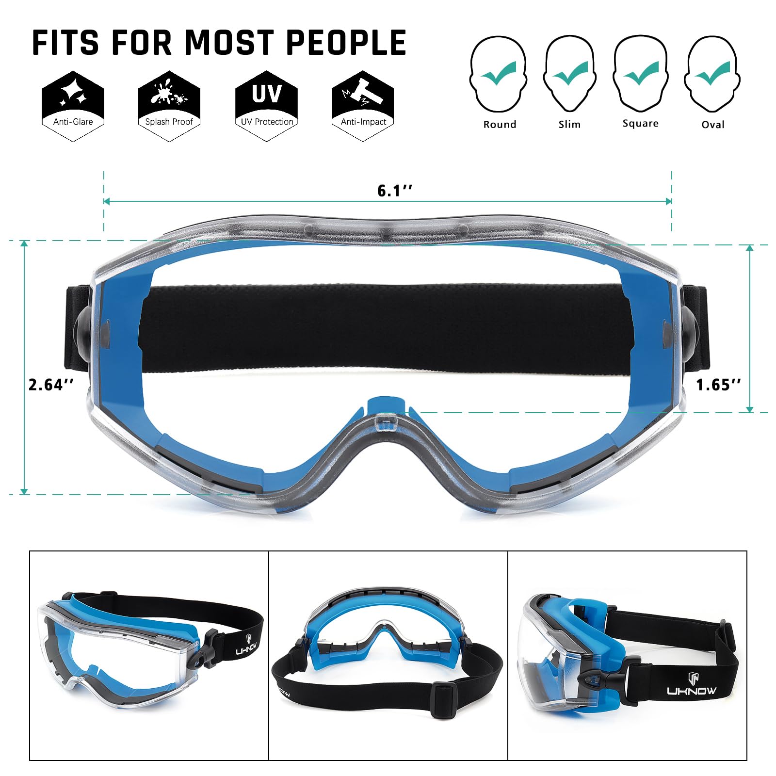 UKNOW comfort fit over glasses for all day wear and safety