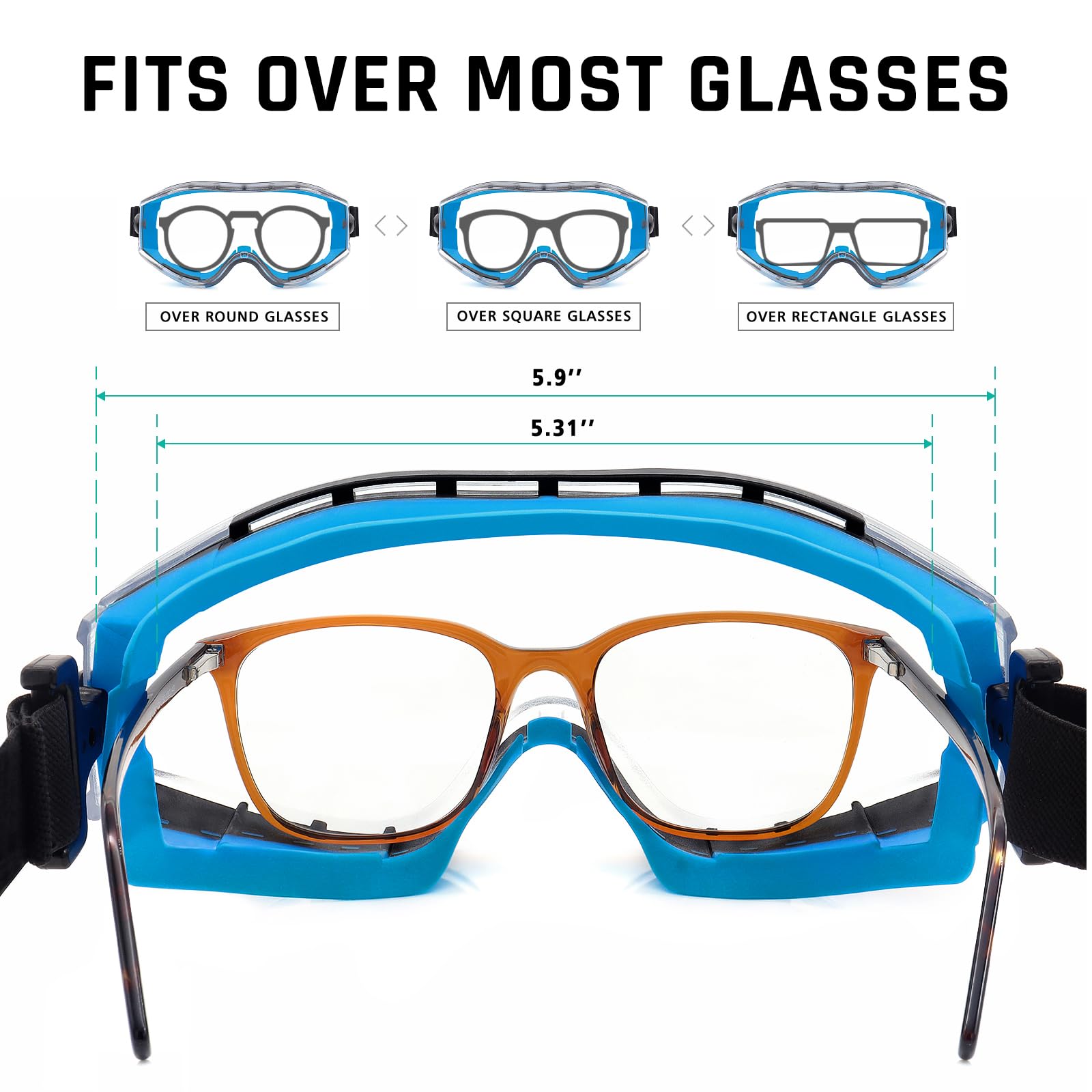 UKNOW safety goggles ventilation ports reduce moisture for breathable comfort