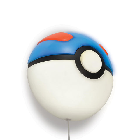 Ukonic Pokemon Great Ball wall light mounted in-room for display glow.
