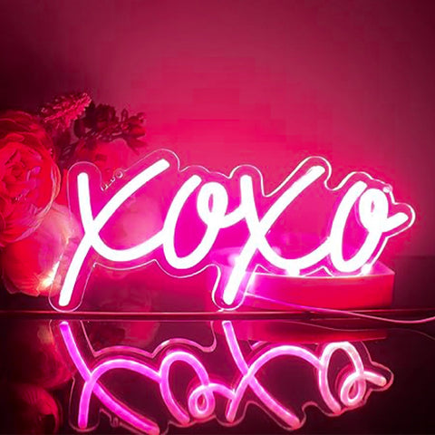 Ulalaza XOXO neon sign tabletop stand provides quick party lighting