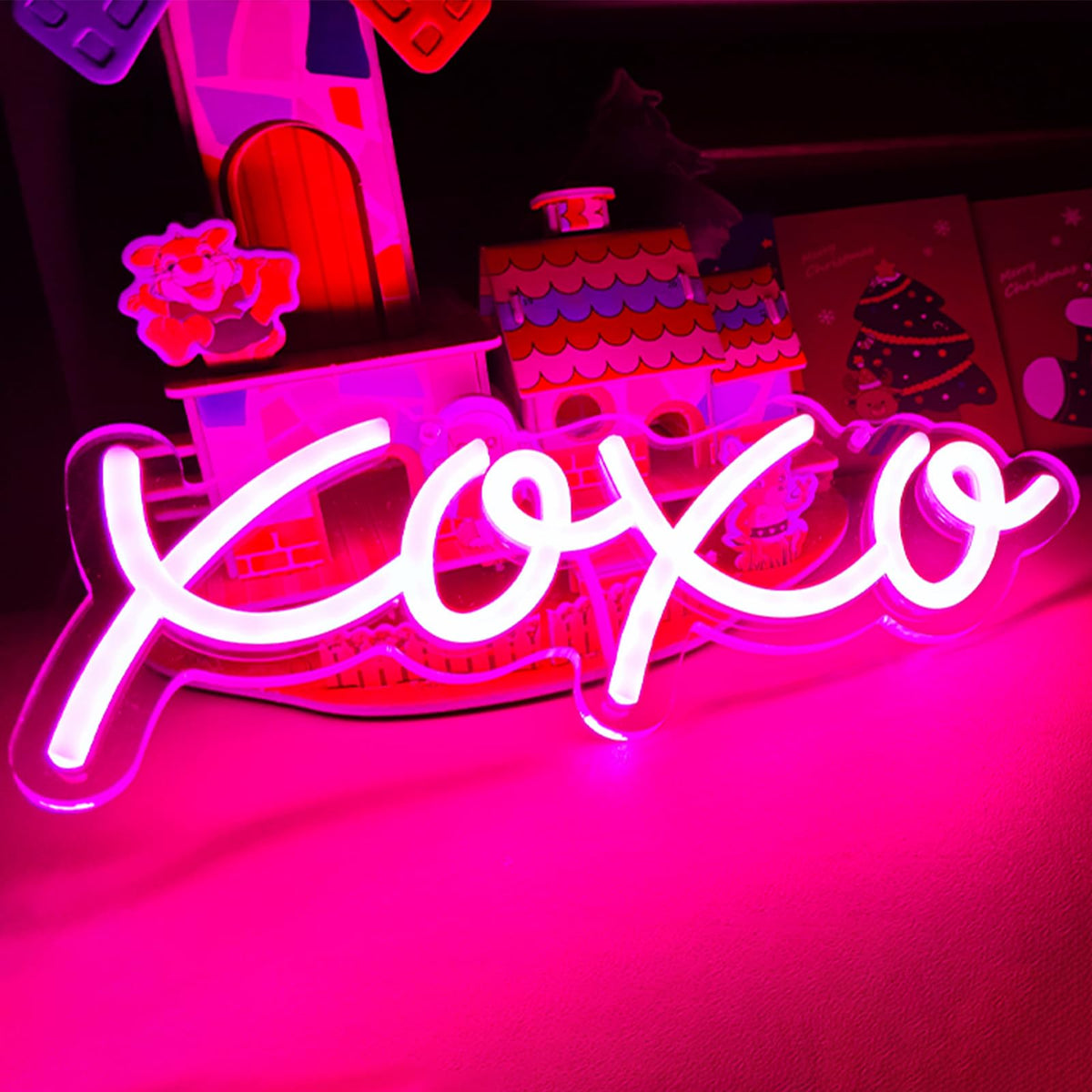 Ulalaza XOXO neon sign wall mount glows warmly for stylish home decor