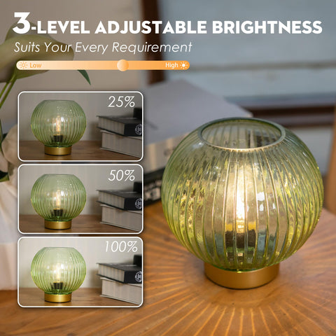 ULAROOM glass sphere battery lamp showcasing contemporary decor and warm glow