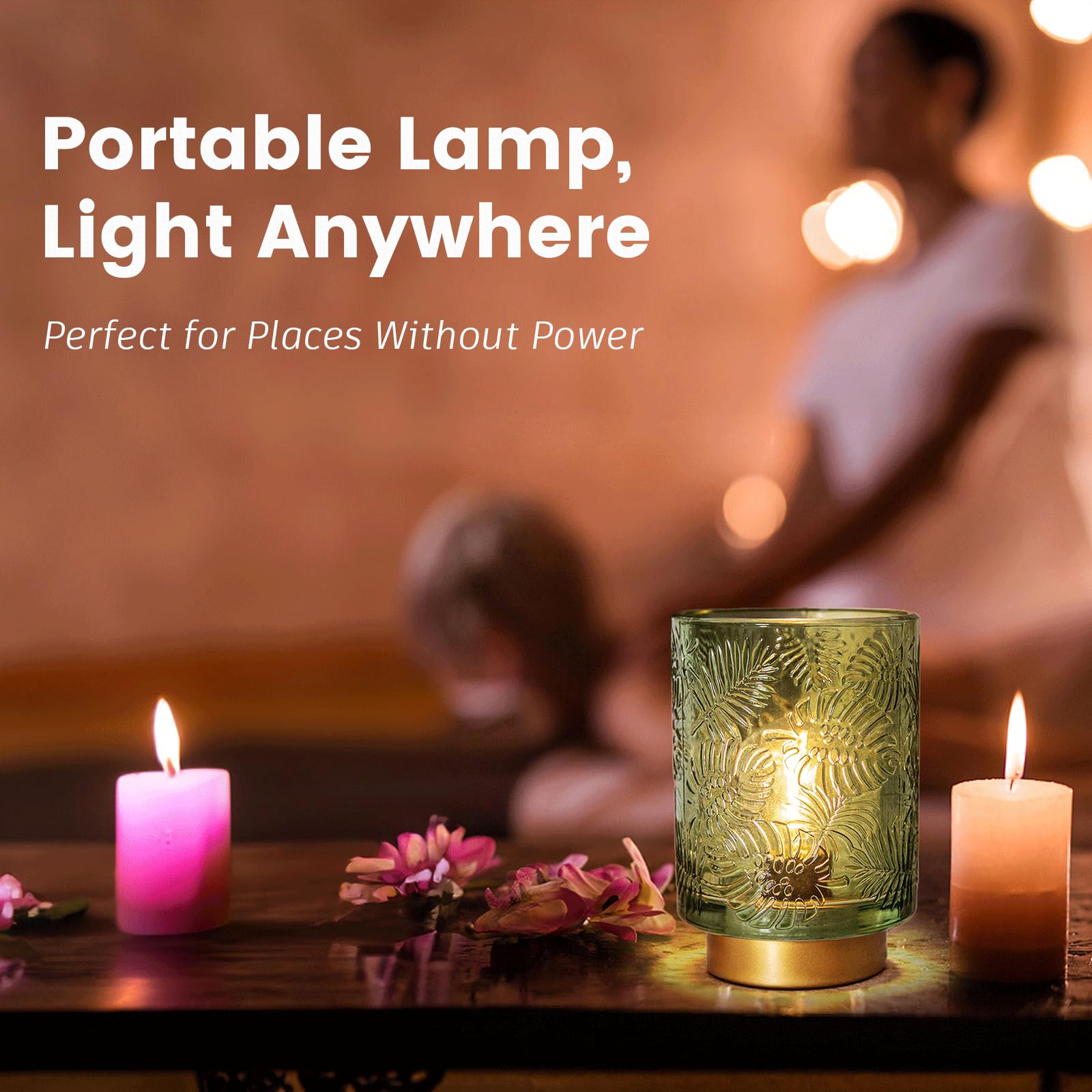 ULAROOM Jade Green nightstand lamp enhancing bedroom ambience