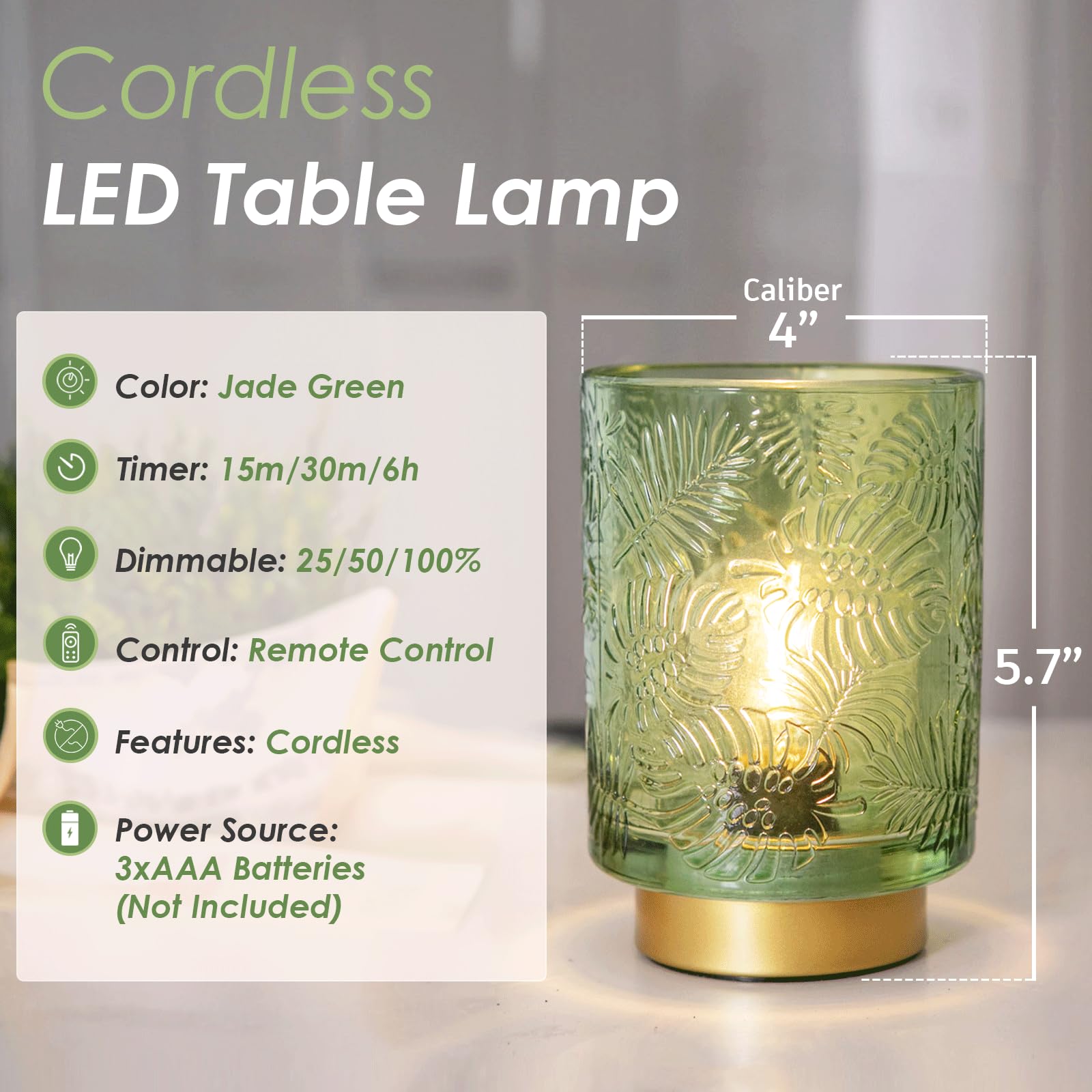 ULAROOM Jade Green lamp with timer to automate nightly use