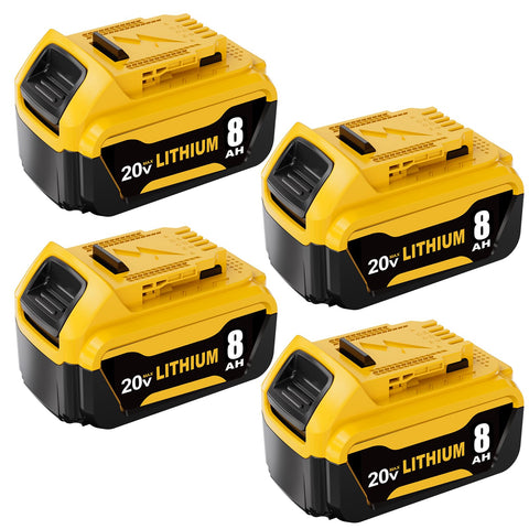 ULATI four-pack 8.0Ah battery in box, a reliable spare for Dewalt tools.