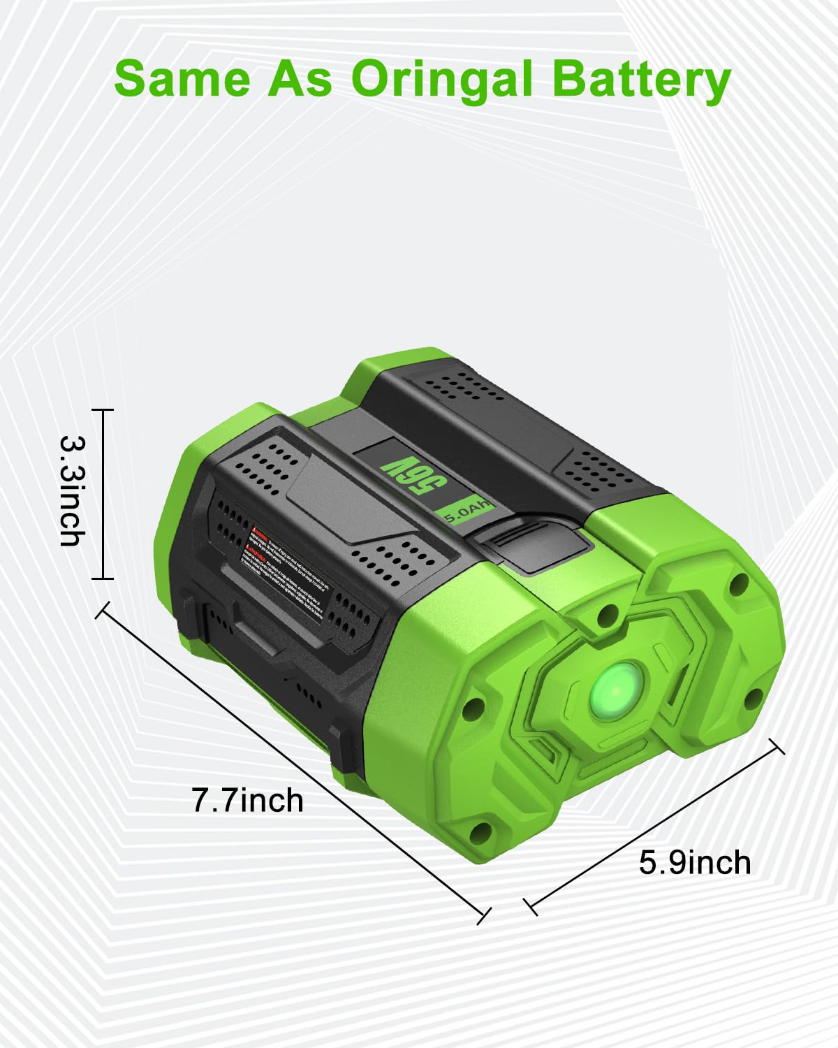 ULATI 56V battery showing LED indicators and fast charging capability.